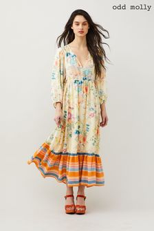 Кремовое платье макси с цветочным принтом Odd Molly Ivanna (D46190) | €188
