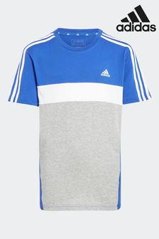 adidas Blue Kids Sportswear Tiberio 3-Stripes Colourblock Cotton T-Shirt (D46240) | €26
