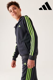 adidas Grey Sportswear Train Essentials Aeroready 3-Stripes Regular-Fit Full-Zip Hoodie (D46294) | €52