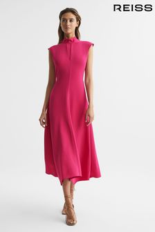 Pink - Reiss LIVVY Midikleid mit Rückenausschnitt (D46391) | 356 €