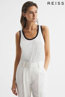 象牙白／黑色 - Reiss Riley正面絲質背心 (D46401) | HK$904
