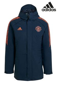adidas Blue Manchester United Training Stadium Parka Jacket (D46433) | SGD 329
