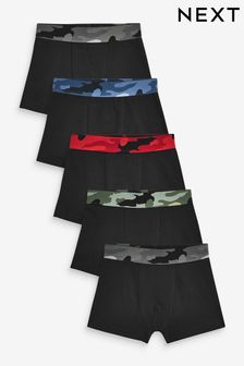 Black Camouflage Waistband - Trunks 5 Pack (3-16yrs) (D46535) | kr250 - kr340