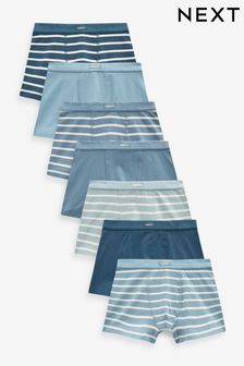 Blue Stripe Soft Waistband Trunks 7 Pack (2-16yrs) (D46541) | kr340 - kr430