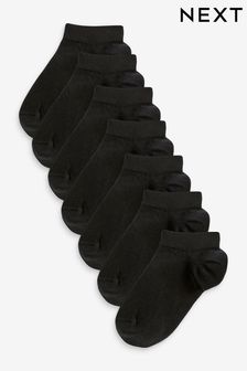 Black 7 Pack No Show Cotton Rich Trainer Socks (D46564) | HK$65 - HK$83