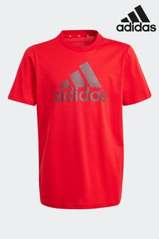 adidas Red Sportswear Essentials Big Logo Cotton T-Shirt (D46611) | €20