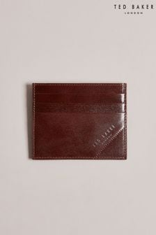 Ted Baker Brown Raffles Embossed Corner Leather Card Holder (D46613) | €40