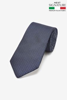 Blue Navy Pattern Signature Made In Italy Geometric Tie (D47154) | SGD 53