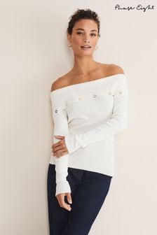 Phase Eight Cream Mirelle Bardot Metal Work Knit Jumper (D47211) | €47.50