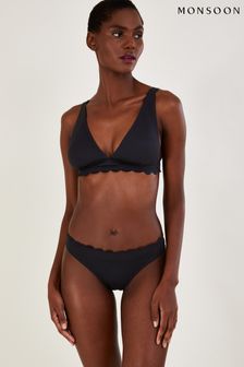 Monsoon Scallop Edge Plain Black Bikini Bottoms With Recycled Polyester (D47681) | €17