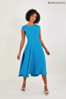 Niebieska strukturalna sukienka midi Sarah marki Monsoon (D47721) | 360 zł