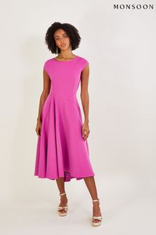 Monsoon Pink Sarah Structured Midi Dress (D47722) | 175 €