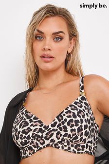 Simply Be Brown Leopard Print Magisculpt Twist Front Wired Bikini Top (D47738) | €16