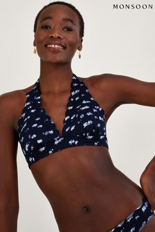 Monsoon Blue Batik Print Scallop Bikini Top with Recycled Polyester (D47743) | €25