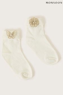 Monsoon White Butterfly And Flower Socks 2 Pack (D47797) | 84 SAR