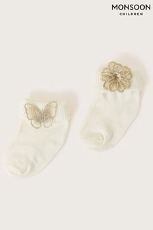 Monsoon Butterfly and Flower Baby Socks 2 Pack