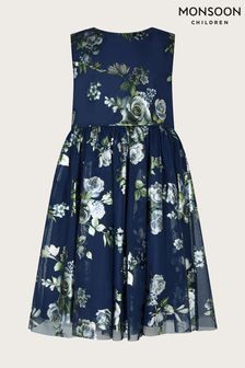 Monsoon Blue Cora Foil Print Tulle Dress (D47864) | €63 - €77