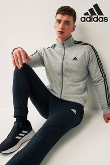 adidas Grey Sportswear Basic 3-Stripes Fleece Tracksuit (D47920) | OMR36