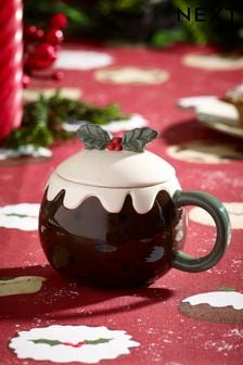 Natural Christmas Pudding Lidded Mug (D48084) | $16