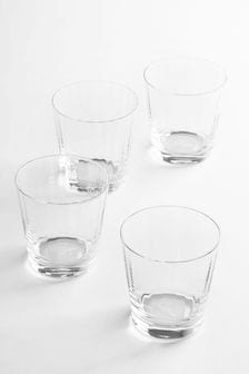 Jasper Conran London Clear Fluted Set of 4 Short Tumbler Glasses (D48387) | €40