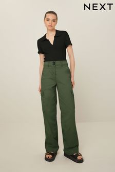 Зеленый хаки - Прямые брюки карго (D48404) | €20