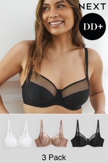 White/Black/Nude DD+ Non Pad Full Cup Bras with Side Support 3 Pack (D48487) | $68