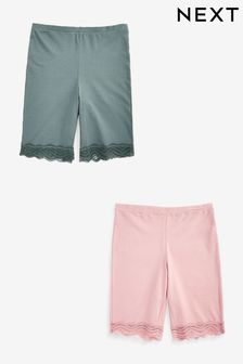 Green/Pink Cotton Blend Anti-Chafe Shorts 2 Pack (D48676) | AED88