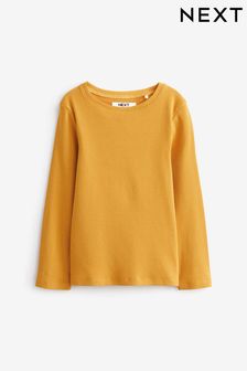 Ochre Yellow 1 Pack Long Sleeve Ribbed Top (3-16yrs) (D48821) | €4 - €7