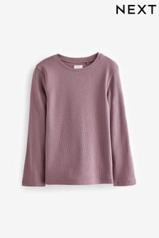 Lilac Purple 1 Pack Long Sleeve Ribbed Top (3-16yrs) (D48832) | AED16 - AED23