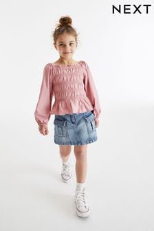 Pink Shirred Long Sleeve Top (3-16yrs) (D48840) | €8 - €11
