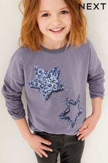 Violet motif étoile - T-shirt à sequins et manches longues (3-16 ans) (D48846) | €9 - €13