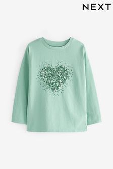 Mint Green Long Sleeve Heart T-Shirt (3-16yrs) (D48853) | TRY 253 - TRY 368