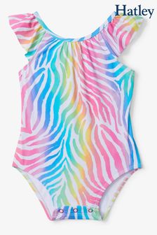 Hatley Badeanzug mit Zebramuster in Regenbogenfarben, Weiß (D48956) | 17 €