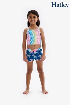 Hatley Tankini-Set mit Regenbogen-Zebramuster, Weiß (D48986) | 22 €