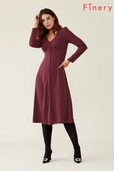 Finery Red Elizara Bordeaux Spot Dress (D49036) | $81