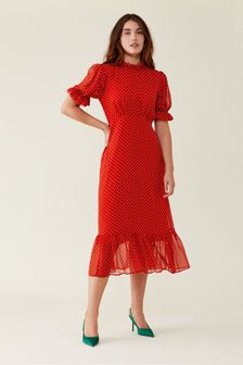 Czerwona sukienka Finery Camille ze wzorem w kropeczki (D49044) | 207 zł