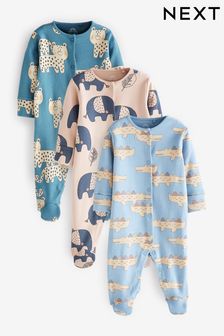Blau - Gerippte Babyschlafanzüge, 3er-Pack (0-3yrs) (D49330) | 28 € - 31 €