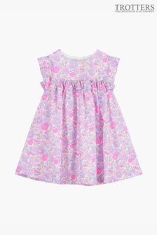 Trotters London Little Purple Liberty Betsy Ruffle Cotton Dress (D49368) | €47