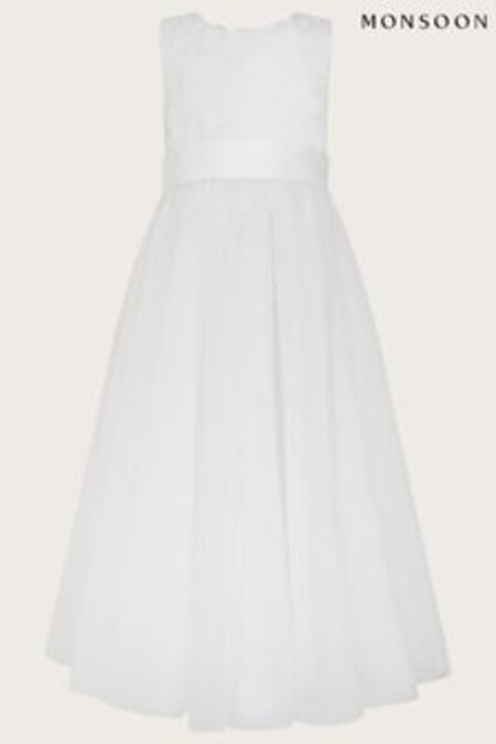 Monsoon Alice Lace Tulle Maxi White Dress (D49407) | €74 - €86
