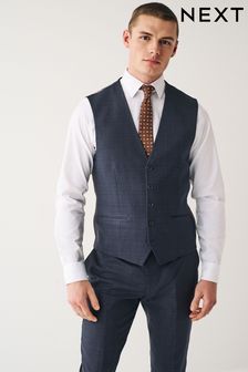 Navy Blue Skinny Check Suit Waistcoat (D49807) | $78