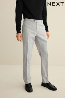 Svetlo siva - Ozek kroj - Moška obleka iz volnene mešanice Donegal: hlače (D49831) | €55