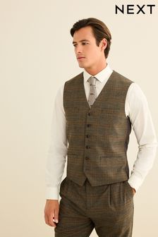 Brown Slim Check Suit Waistcoat (D49857) | ₪ 172