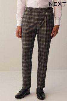 Grey Slim Fit Trimmed Check Suit: Trousers (D49864) | 129 SAR