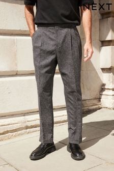 Charcoal Grey Relaxed Textured Suit Trousers (D49867) | €37
