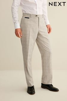 Light Grey Regular Fit Trimmed Check Suit: Trousers (D49875) | 82 €