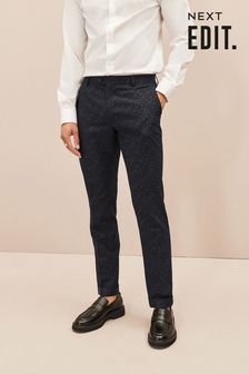 Navy Blue EDIT Slub Texture Slim Fit Suit: Trousers (D49896) | 31 €