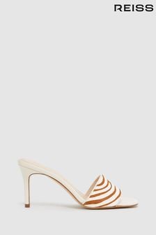 Reiss Off White Dania Open Toe Leather Heeled Mules (D49972) | €244