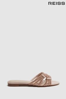 Reiss Nude Eryn Suede Embellished Flat Sandals (D49982) | CHF 229