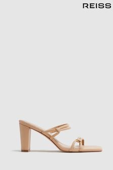Reiss Almond Emmy Leather Strappy Block Heels (D49987) | MYR 1,373