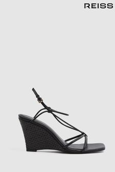 Reiss Black Daisey Strappy Wedge Heels (D49988) | 1,285 SAR